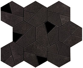 Step black mosaico hex black 25/28,5/0,9 nat/rett.