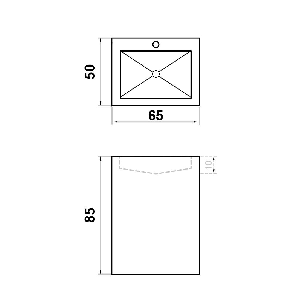 Wastafel (102) zuil envelop + kraangat 65/50/85