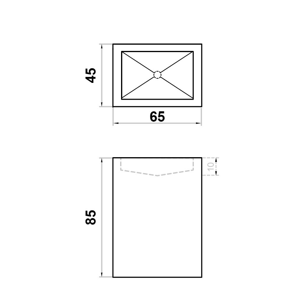 Wastafel (102) zuil envelop - kraangat 65/45/85