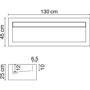 Wastafel (413) enkel - kraangat 130/45/25 nat/matt