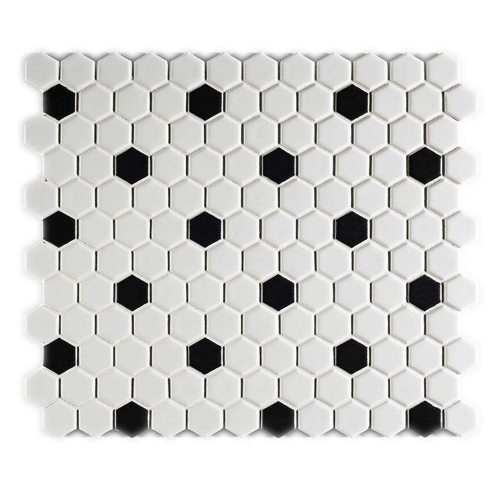 Vintage white matt hexagon + black insert 2,3/2,6/0,6
