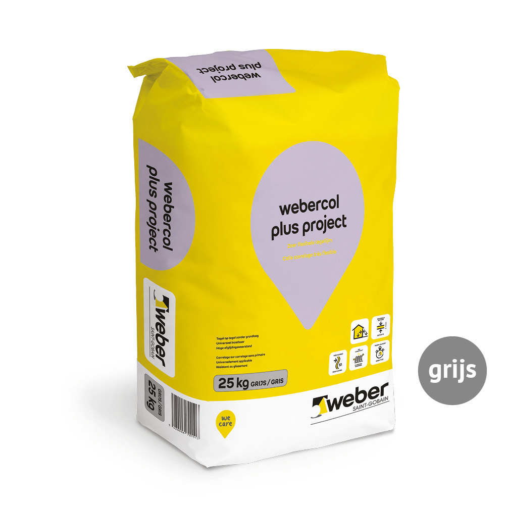 Kleefcement webercol plus project grijs 25 kg