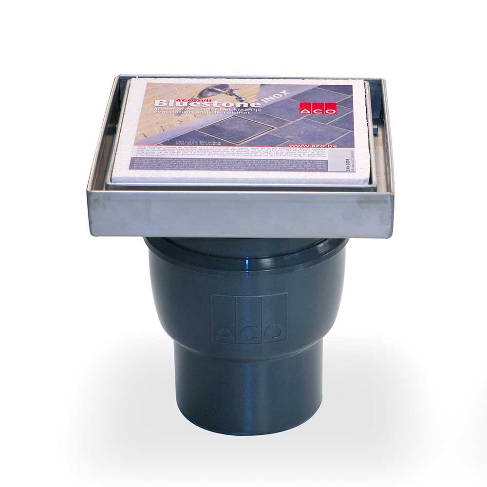 Bluestone inox, vloerafvoerput met verticale uitloop 20/20/2