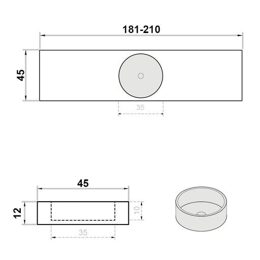 [102.999.0146] Wastafel (102) enkel rond - kraangat wit 181-210/45/12