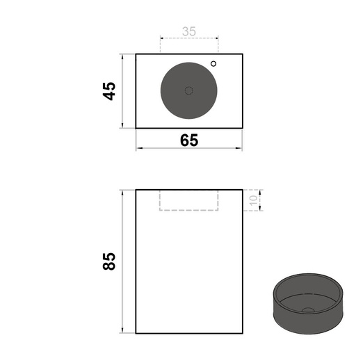[102.999.0215] Wastafel (102) zuil rond + kraangat grijs 65/45/85