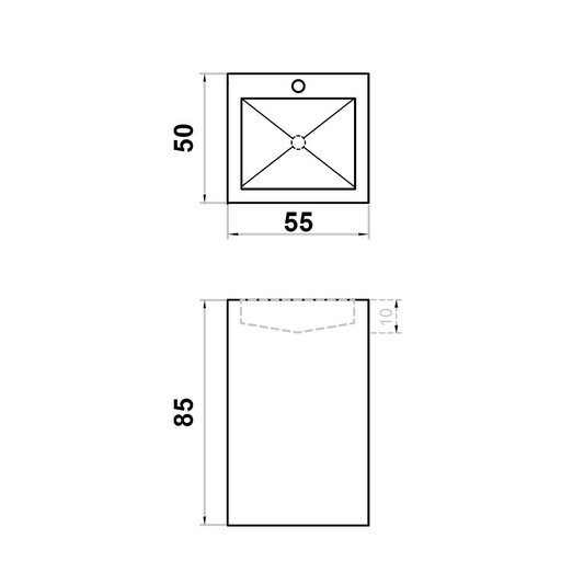 [102.999.0239] Wastafel (102) zuil envelop + kraangat 55/50/85