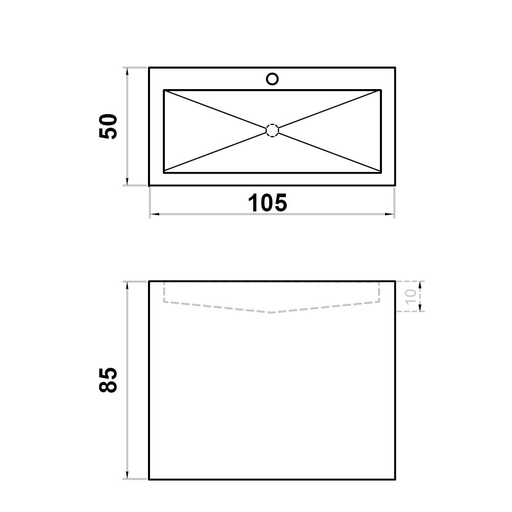 [102.999.0242] Wastafel (102) zuil envelop + kraangat 105/50/85