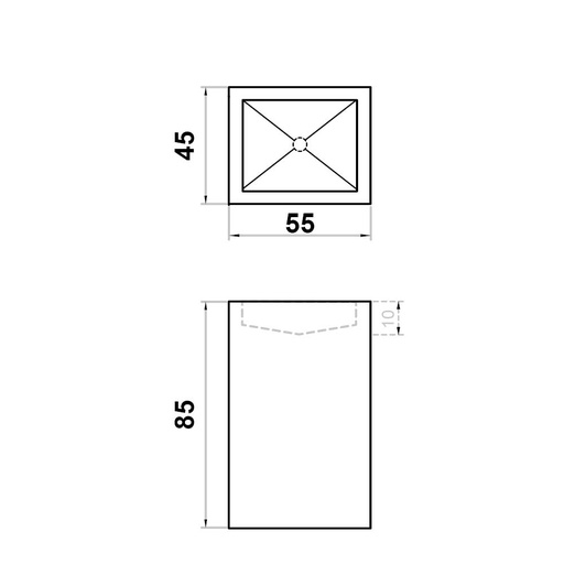 [102.999.0245] Wastafel (102) zuil envelop - kraangat 55/45/85
