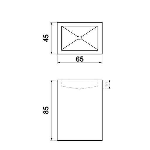[102.999.0246] Wastafel (102) zuil envelop - kraangat 65/45/85