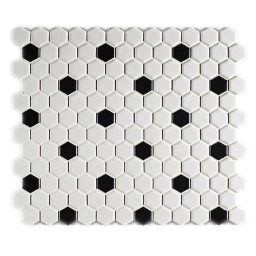 [620.025.0009] Vintage white matt hexagon + black insert 2,3/2,6/0,6