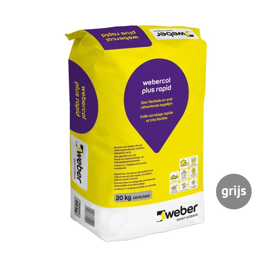 [900.001.0039] Kleefcement webercol plus rapid grijs 20 kg