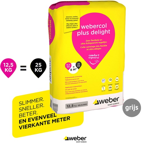 [900.001.0042] Kleefcement webercol plus delight grijs 12,5 kg