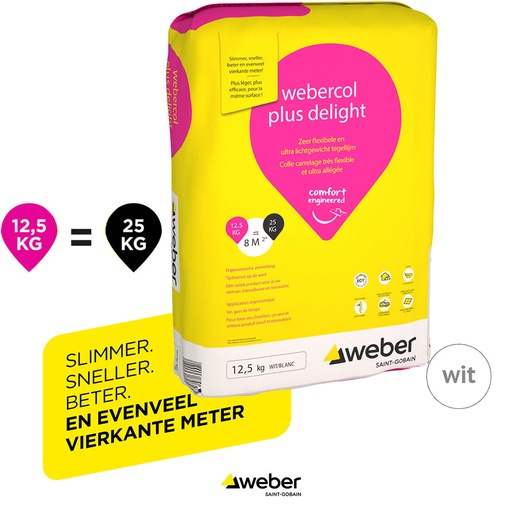 [900.001.0043] Kleefcement webercol plus delight wit 12,5 kg