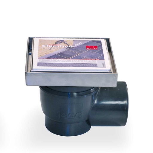 [926.001.0016] Bluestone inox, vloerafvoerput met horizontale uitloop 20/20